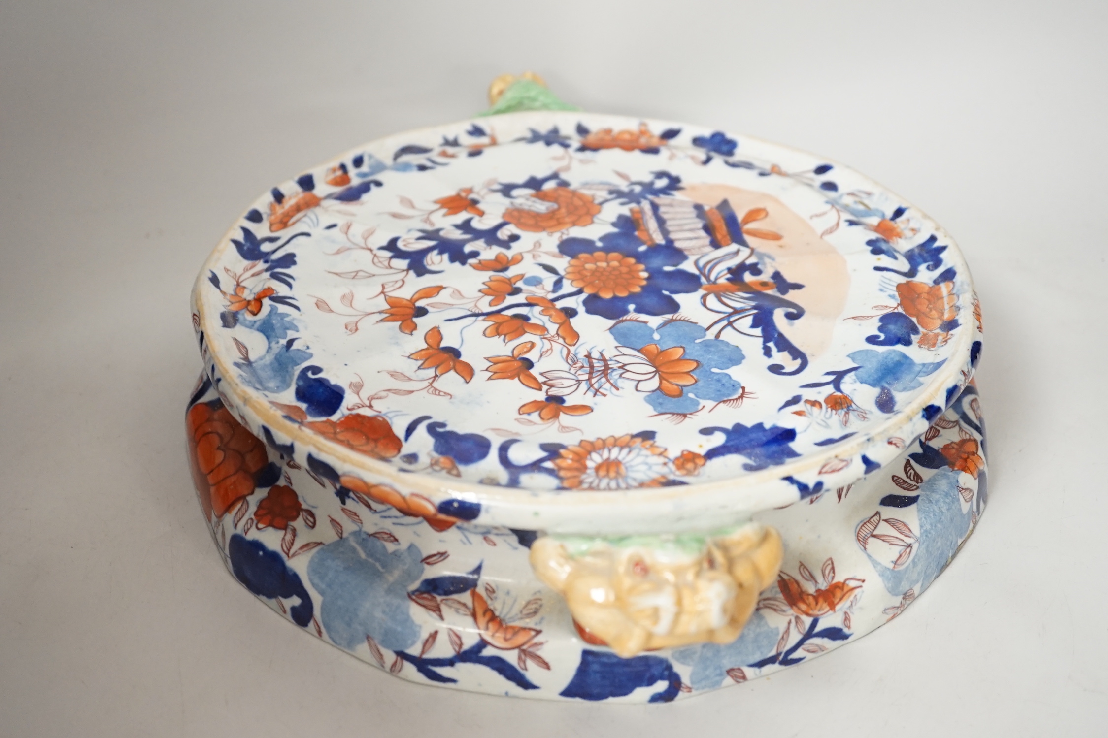 A large Mason's ironstone Imari pattern cheese dish and cover, c.1835, 46cm high